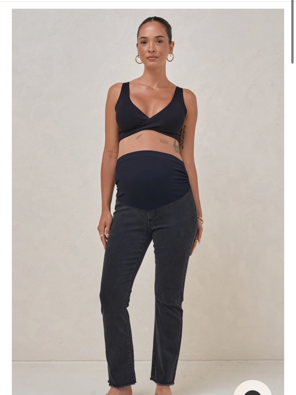 Maternity Ankle-Length Cropped Jeans in Washed Black